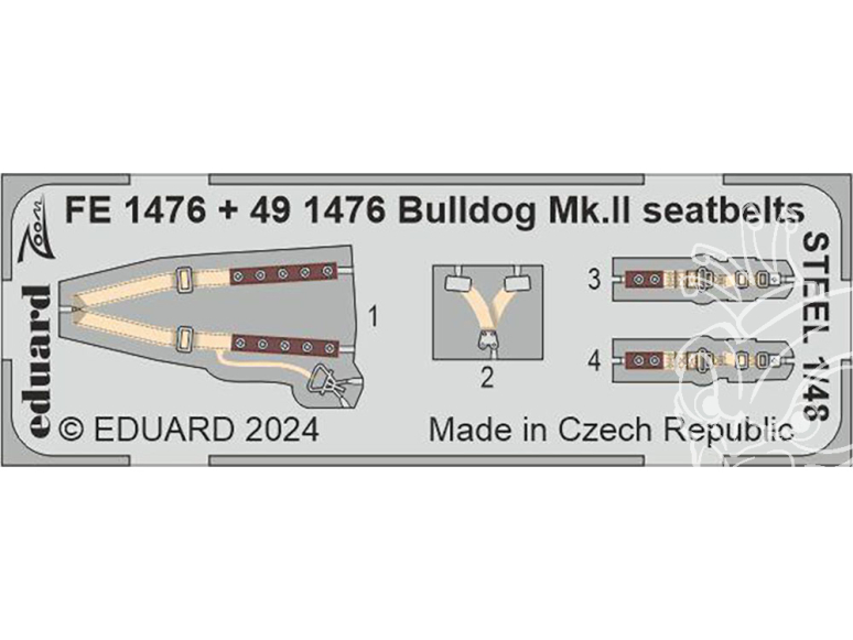 EDUARD photodecoupe avion FE1476 Zoom amélioration Bulldog Mk.II Airfix 1/48