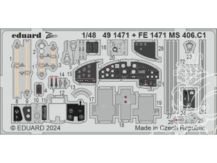 EDUARD photodecoupe avion 491471 Amélioration Morane-Saulnier MS 406.C1 Dora Wings 1/48