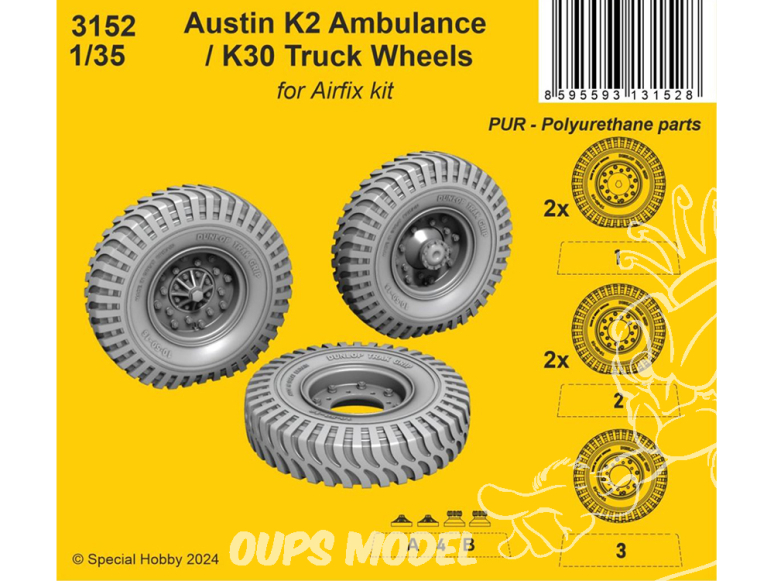 CMK kit resine 3152 Roues pour ambulance Austin K2 / K30 Truck pour kits Airfix 1/35