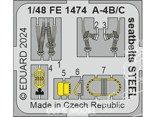 EDUARD photodecoupe avion FE1474 Harnais métal Douglas A-4B/C Hobby 2000 / Hasegawa 1/48