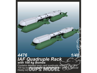 CMK kit resine 4476 Support quadruple IAF avec bombes de 100 kg (2 pièces) pour kits SMB-2, Sa´ar et Mirage III 1/48