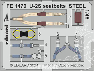 EDUARD photodecoupe avion FE1470 Harnais métal U-2S Hobby Boss 1/48