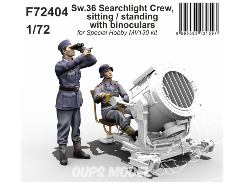 Cmk figurine F72404 Équipage du projecteur Sw.36, assis et debout avec des jumelles 1/72