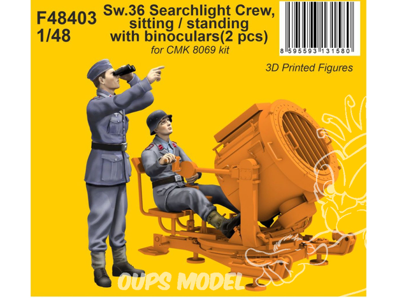 CMK Personnage resine F48403 Équipage du projecteur Sw.36, assis et debout avec des jumelles 1/48