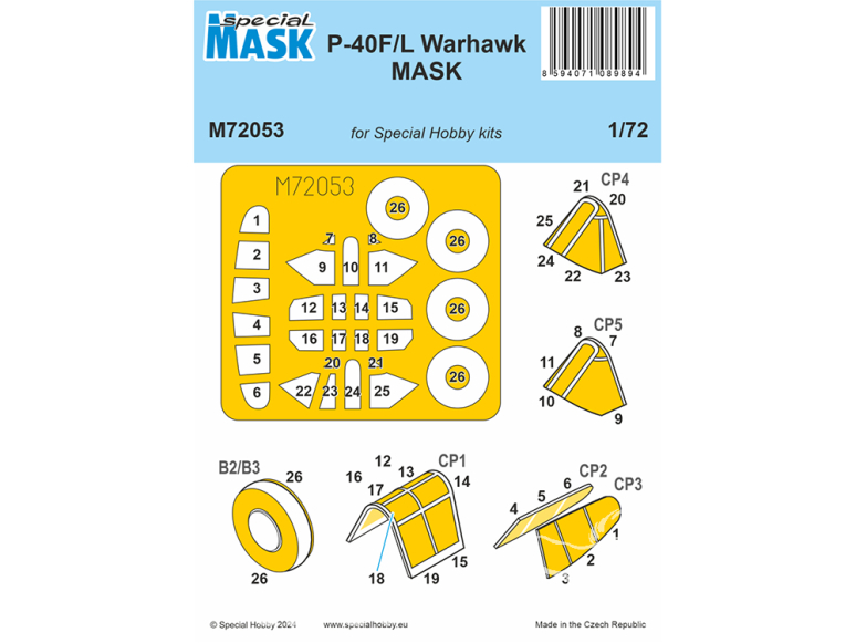 Special Hobby Masque avion M72053 Pour P-40F/L Warhawk kit Speccial Hobby 1/72