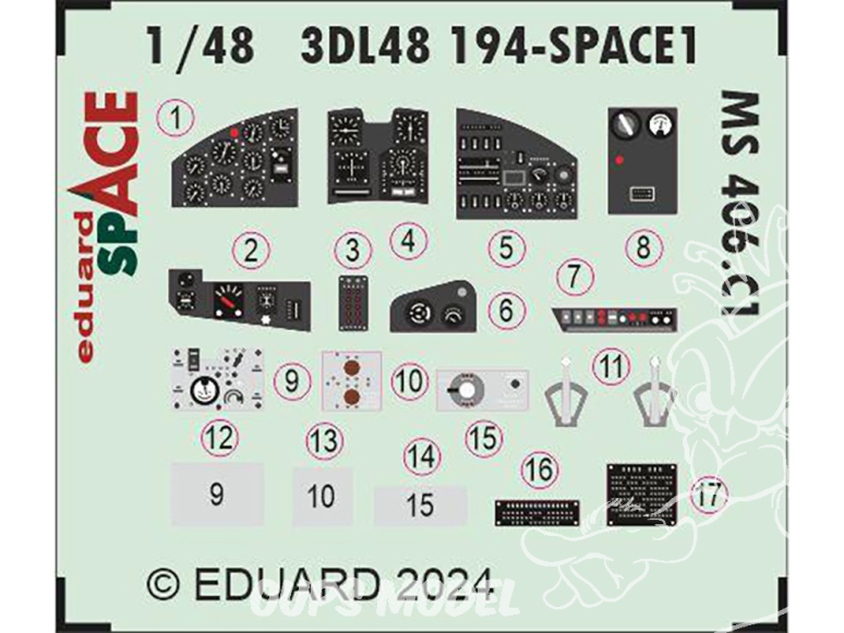 Eduard Space décalques 3D 3DL48194 Morane-Saulnier MS.406.C1 Dora Wings 1/48