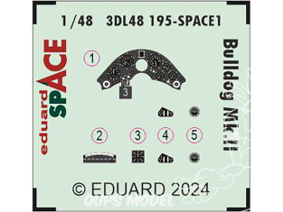 Eduard Space décalques 3D 3DL48195 Bulldog Mk.II Airfix 1/48