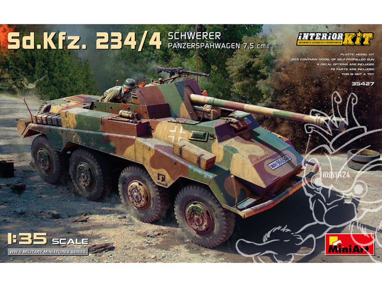 Mini Art maquette militaire 35427 Sd.Kfz.234/4 VOITURE BLINDÉE LOURDE DE SCOUT 7,5 cm KIT INTÉRIEUR 1/35