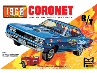 MPC maquette voiture 975 1968 Dodge Coronet Hardtop avec remorque 1:25