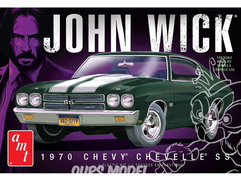 AMT maquette voiture 1453 1970 Chevy Chevelle John Wick 1:25