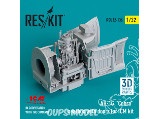 ResKit amelioration RSU32-0136 Boîte de vitesses AH-1G "Cobra" avec portes pour kit ICM Impression 3D 1/32