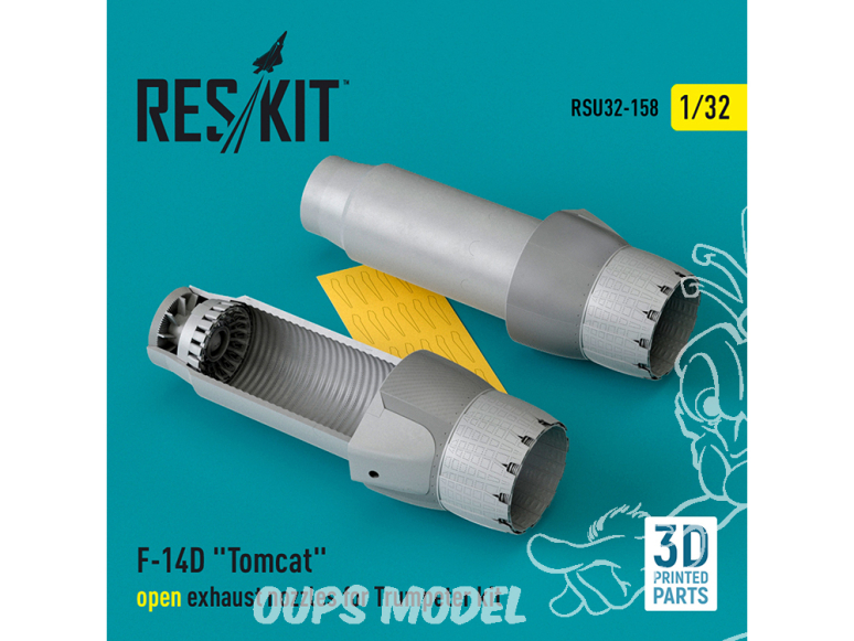 ResKit amelioration RSU32-0158 Buses échappement ouvert F-14D Tomcat pour kit Trumpeter imprimé en 3D 1/32