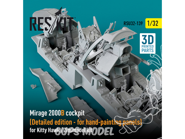 ResKit amelioration RSU32-0139 Cockpit Mirage 2000B édition détaillée pour kit Kitty Hawk / Zimimodel imprimé en 3D 1/32