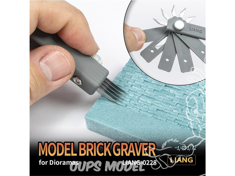 Liang Model outillage 0228 Outil à graver les briques pour dioramas 1/48 - 1/72