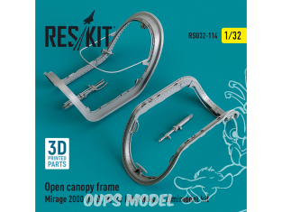 ResKit amelioration RSU32-0114 Cadre de verrière ouvert Mirage 2000 (B, D, N) kit Kitty Hawk imprimé en 3D 1/32