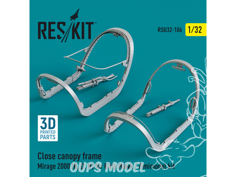 ResKit amelioration RSU32-0106 Cadre de verrière fermé Mirage 2000 (B, D, N) kit Kitty Hawk imprimé en 3D 1/32