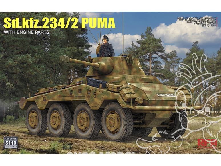 Rye Field Model maquette militaire 5110 Sd.Kfz.234/2 Puma avec moteur 1/35