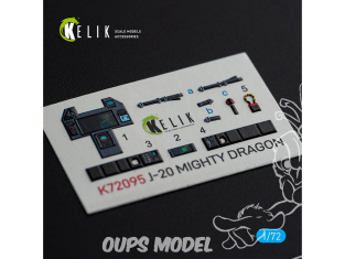 Kelik Decals 3D K72095 J-20 Mighty Dragon Décalcomanies 3D intérieures pour le kit Dream Model 1/72