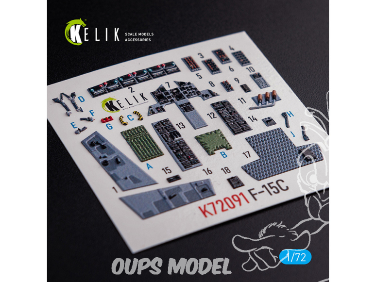 Kelik Decals 3D K72091 F-15C décalcomanies intérieures 3D pour kit FineMolds 1/72