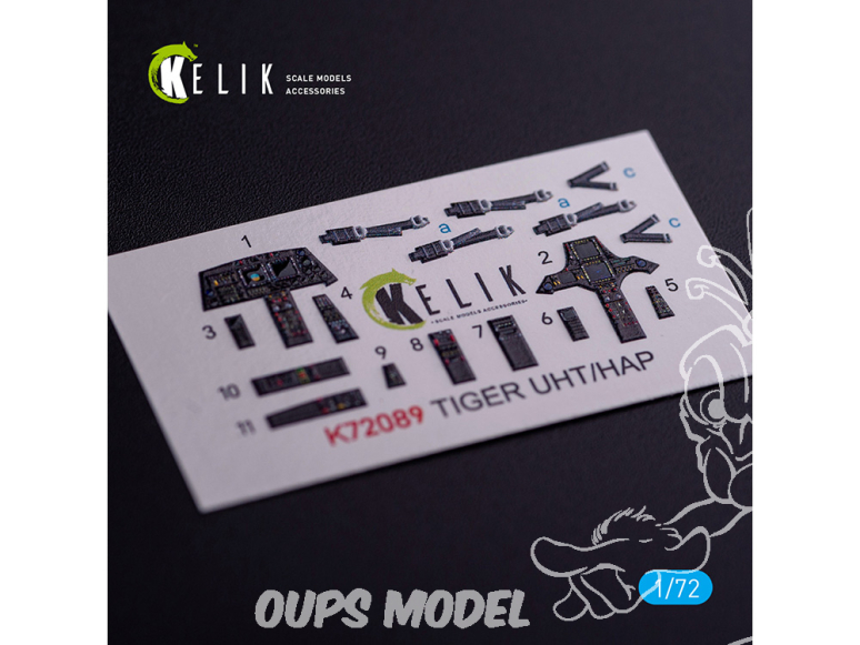 Kelik Decals 3D K72089 Autocollants 3D intérieurs UHT/HAP Eurocopter Tiger pour kit Revell 1/72