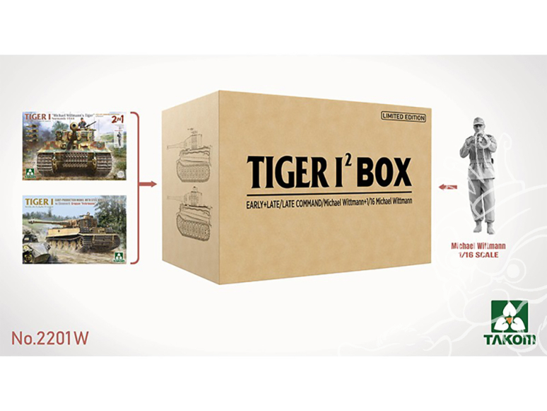 Takom maquette militaire 2201W Tigre I BIG BOX Early + Late Michael Wittmann 1/35 + FigurineWittmann 1/16 Edition Limitée