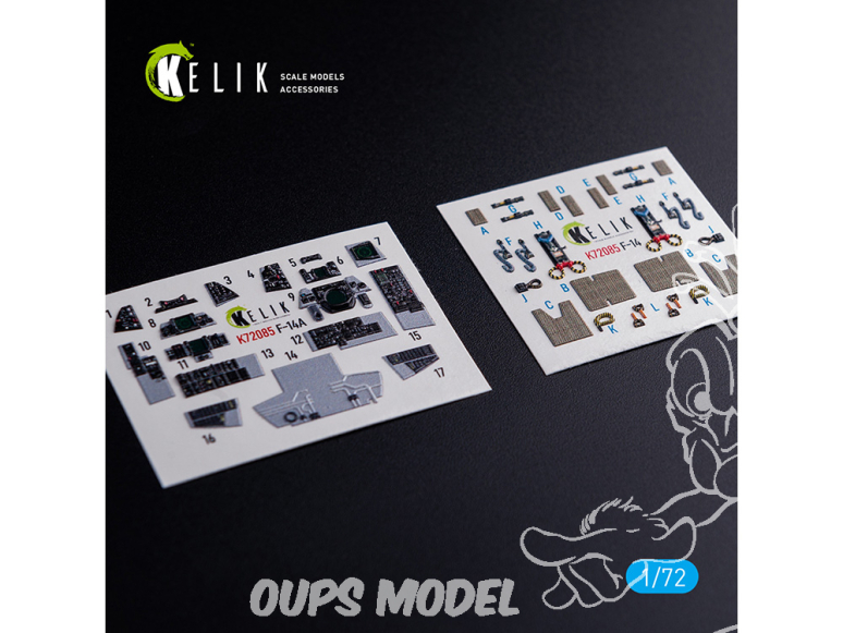 Kelik Decals 3D K72085 F-14A Tomcat décalcomanies 3D intérieures pour kit Hasegawa 1/72