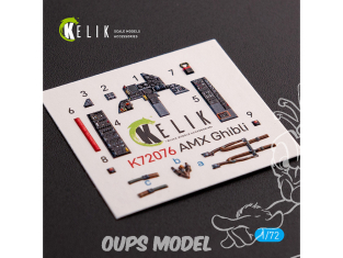 Kelik Decals 3D K72076 Autocollants 3D intérieurs Amx Ghibli pour kit Italeri 1/72