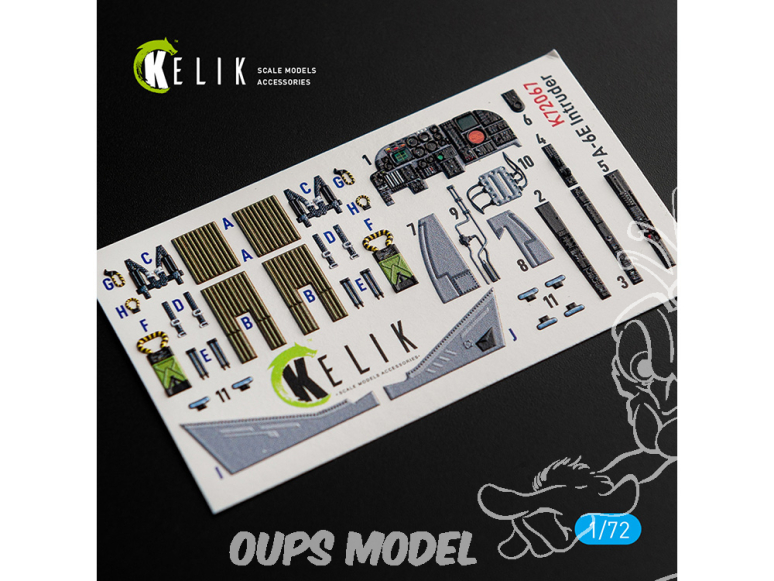 Kelik Decals 3D K72067 Autocollants 3D intérieurs A-6E Intruder pour kit Italeri 1/72