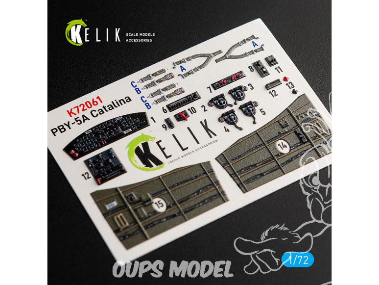 Kelik Decals 3D K72061 Décalcomanies 3D intérieures PBY-5A Catalina pour kit Tamiya 1/72