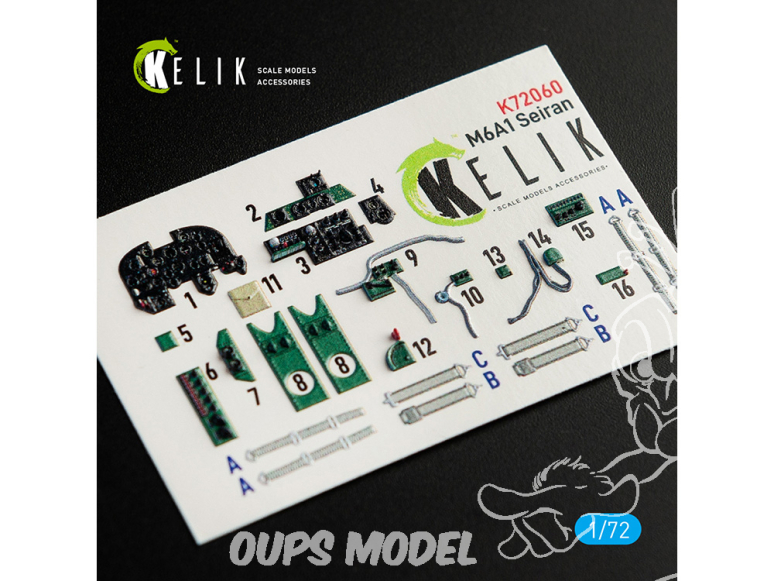 Kelik Decals 3D K72060 Décalcomanies 3D intérieures M6A1 Seiran pour kit Tamiya 1/72