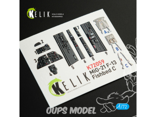 Kelik Decals 3D K72059 Décalcomanies 3D intérieures MiG-21 F-13 pour kit Revell 1/72