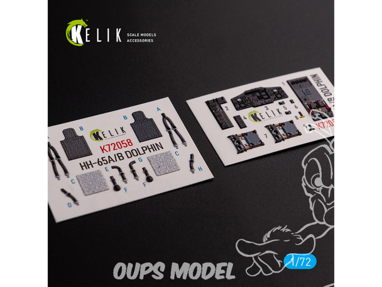 Kelik Decals 3D K72058 Décalcomanies 3D intérieures du Dauphin HH-65A/B pour le kit Dream Model 1/72