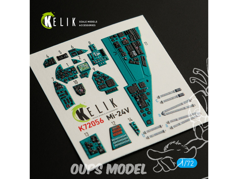 Kelik Decals 3D K72056 Décalcomanies 3D intérieures Mi-24V pour kit HobbyBoss 1/72