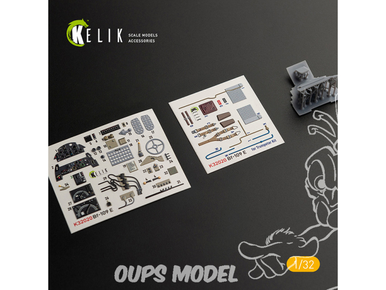 Kelik Decals 3D K32020 Autocollant 3D intérieur BF-109 E avec pièces imprimées en 3D pour kit Trumpeter 1/32