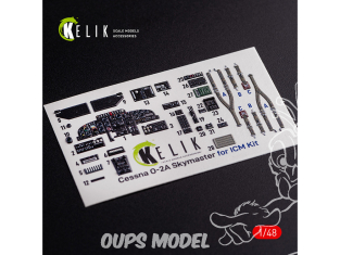 Kelik Decals 3D K48079 Décalcomanies 3D intérieures O-2A Skymaster petite version pour kit ICM 1/48