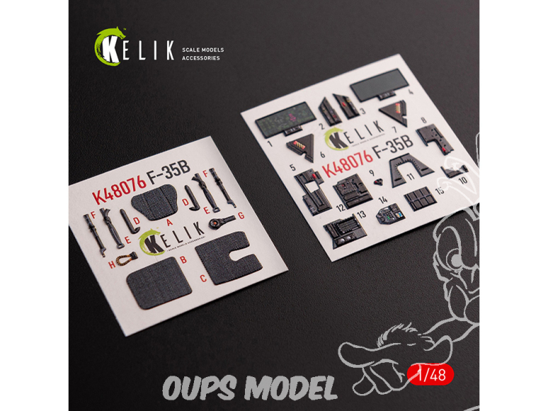 Kelik Decals 3D K48076 Décalcomanies 3D intérieures F-35B pour kit Tamiya 1/48