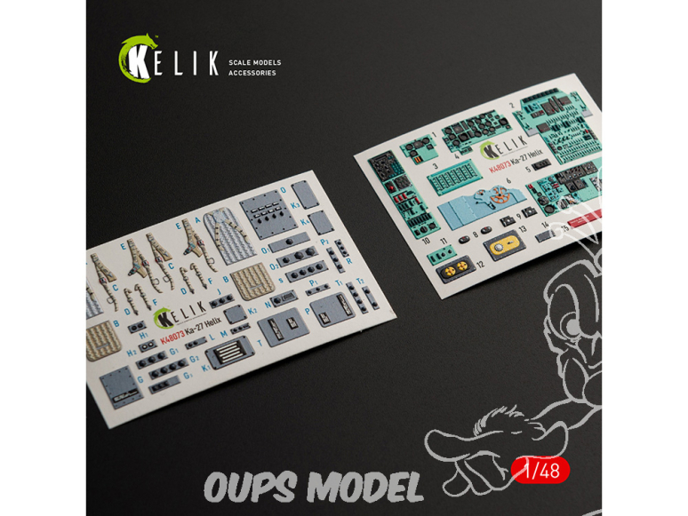 Kelik Decals 3D K48073 Autocollants 3D intérieurs Ka-27 Helix pour kit HobbyBoss 1/48