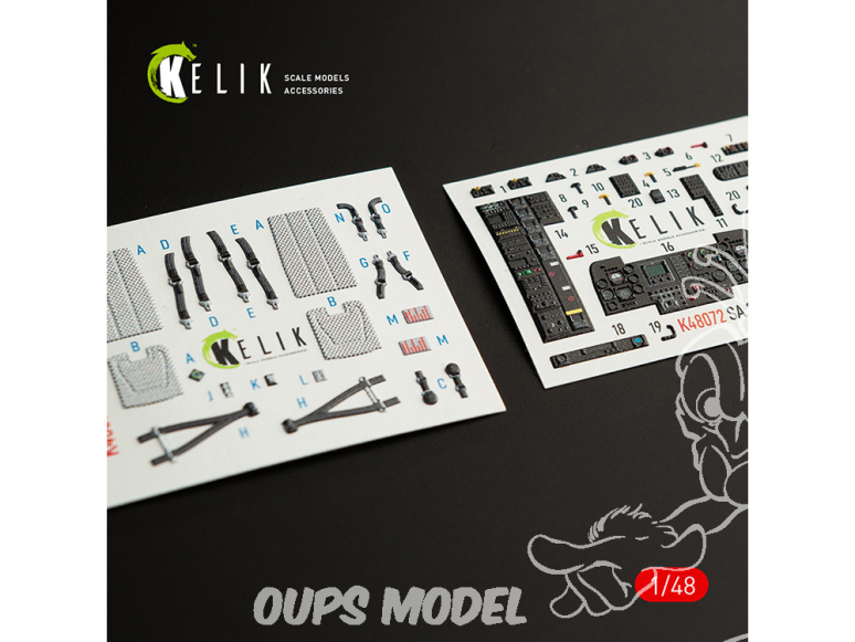 Kelik Decals 3D K48072 Décalcomanies 3D intérieures Dauphin II SA.365F / AS.565SA kit Kitty Hawk / Zimimodel 1/48