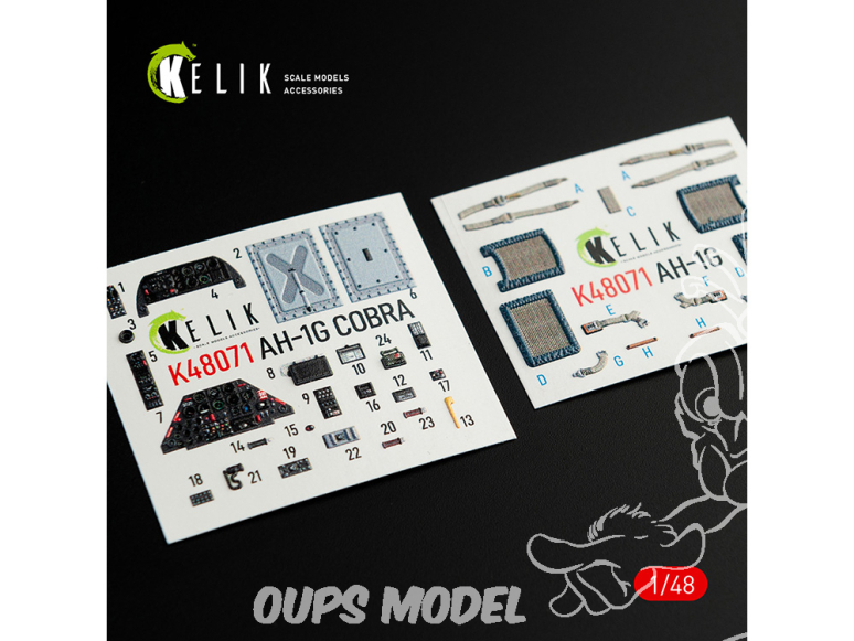 Kelik Decals 3D K48071 Décalcomanies 3D intérieures AH-1G pour kit ICM/SpecialHobby 1/48