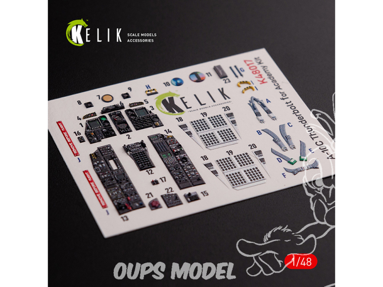 Kelik Decals 3D K48017 Autocollants 3D intérieurs A-10C « Thunderbolt » pour le kit Academy 1/48