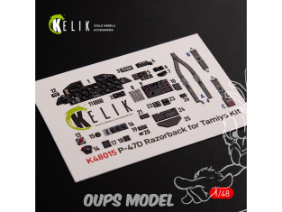 Kelik Decals 3D K48015 Décalcomanies 3D intérieures P-47D "Razorback" pour kit Tamiya 1/48