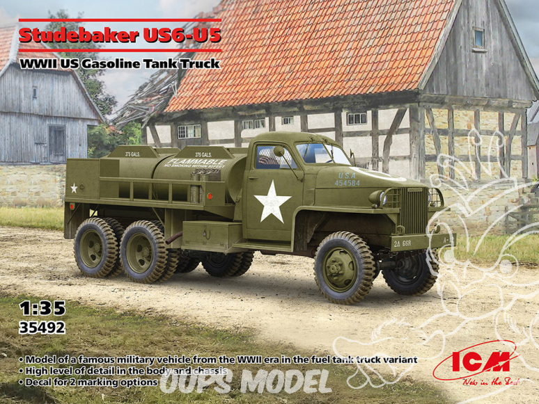 Icm maquette militaire 35492 Studebaker US6-U5 Camion-citerne américain de la WWII 1/35