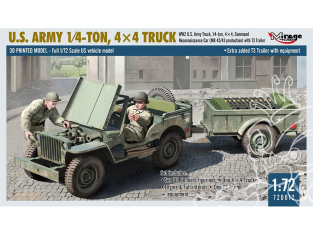 Mirage maquette militaire 720012 Jeep 4×4 DE 1/4 TONNE DE L'ARMÉE AMÉRICAINE 1/72