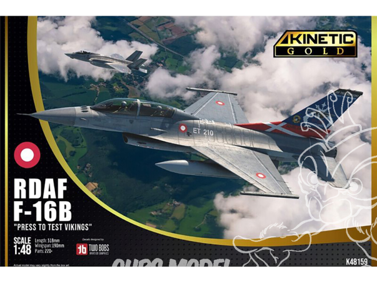 Kinetic maquette avion K48159 RDAF F-16B Press to test Vikings 1/48