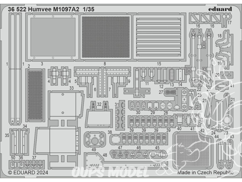 Eduard photodecoupe militaire 36522 Amélioration Humvee M1097A2 Icm 1/35