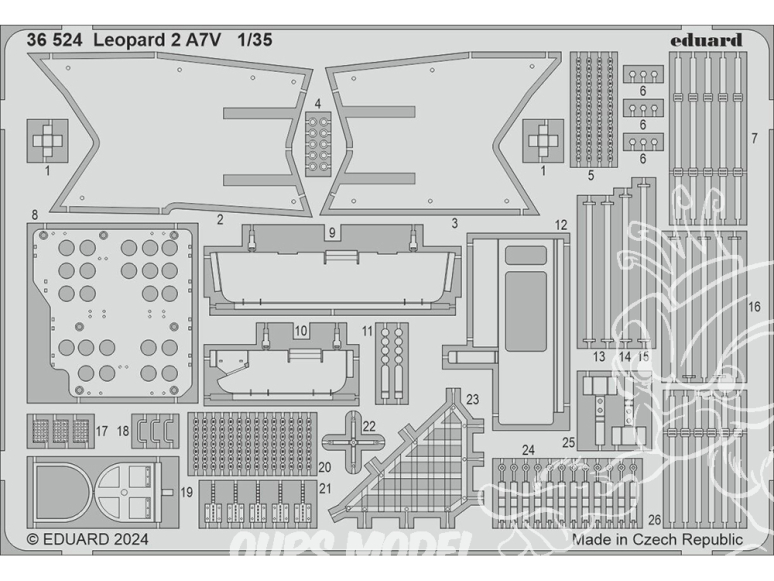 Eduard photodecoupe militaire 36524 Amélioration Leopard 2 A7V Tamiya 1/35