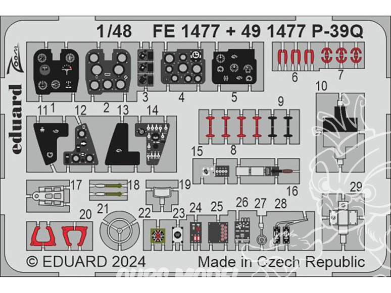 EDUARD photodecoupe avion FE1477 Zoom amélioration P-39Q Arma Hobby 1/48