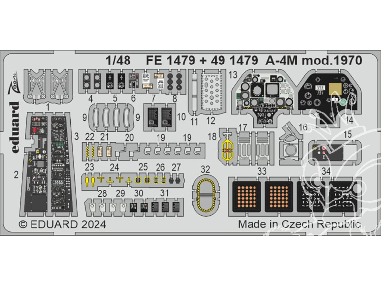 EDUARD photodecoupe avion FE1479 Zoom amélioration A-4M modèle 1970 Magic Factory 1/48