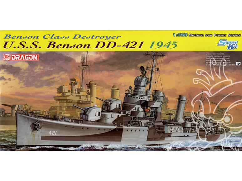 DRAGON maquette bateau 1032 U.S.S. Benson DD-421 1945 1/350