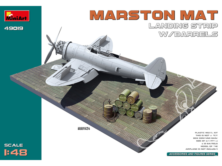 Mini Art maquette avion 49019 PISTE D'ATTERRISSAGE MARSTON MAT AVEC BARILS 1/48